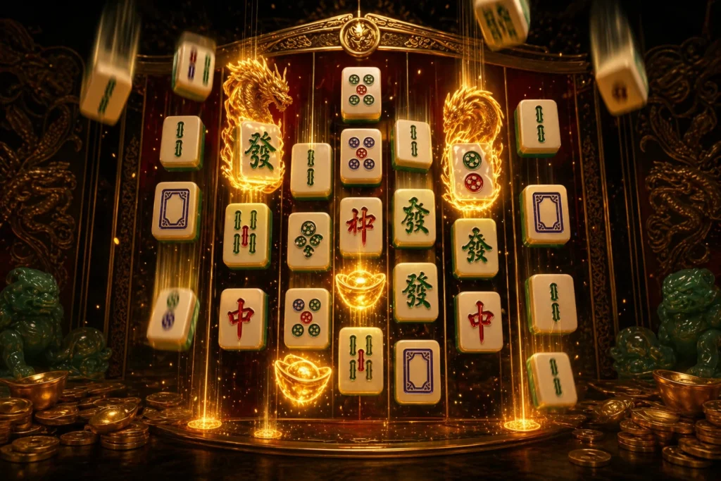 Mahjong Ways 2 cascading tiles and multiplier gameplay illustration