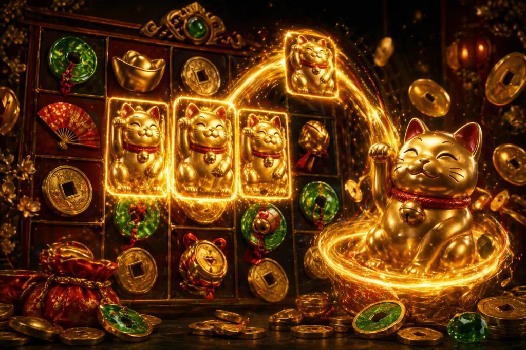 Lucky Neko Wilds-on-the-Way and cat multiplier gameplay illustration